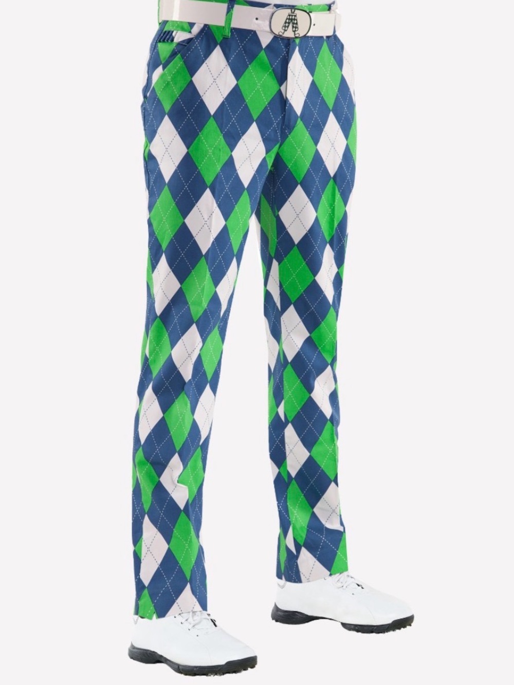 ROYAL & AWESOME Golf Pants | Par-Gyle | Masters Green & Hot Pink | Size 36/34 - Picture 9 of 9
